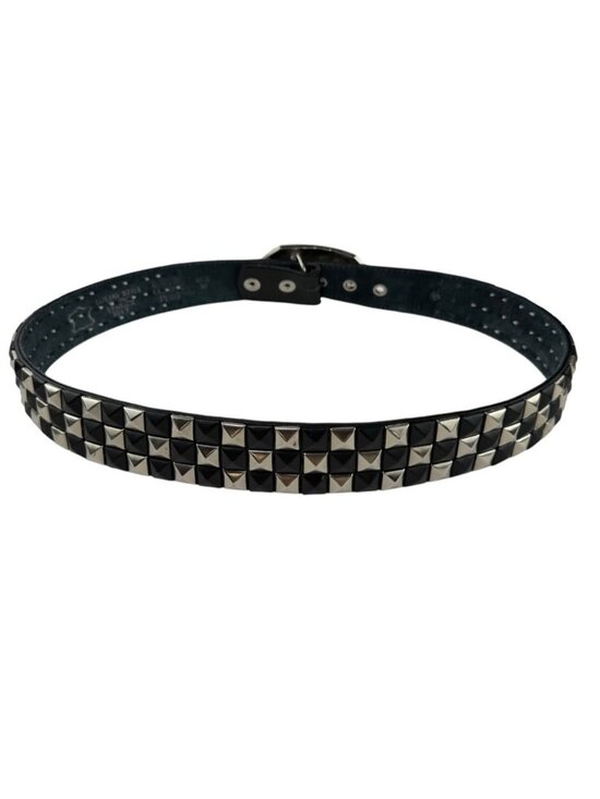 Studded Leather Belt with Pink Superman Buckle Size Medium Y2K main image 4